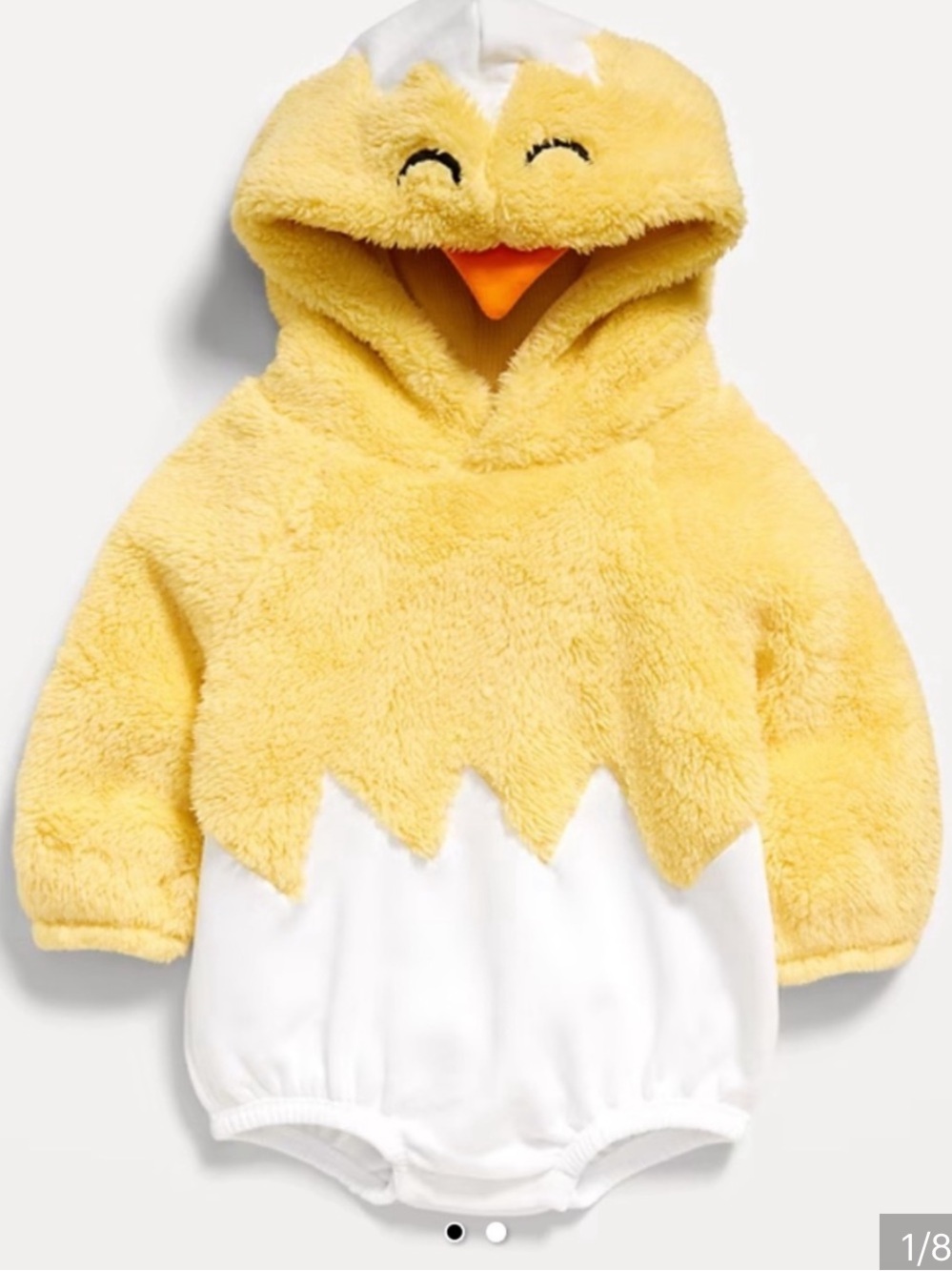 NWOT Old Navy Baby Chicken Halloween Costume Yellow Chick Hooded Fuzzy Romper